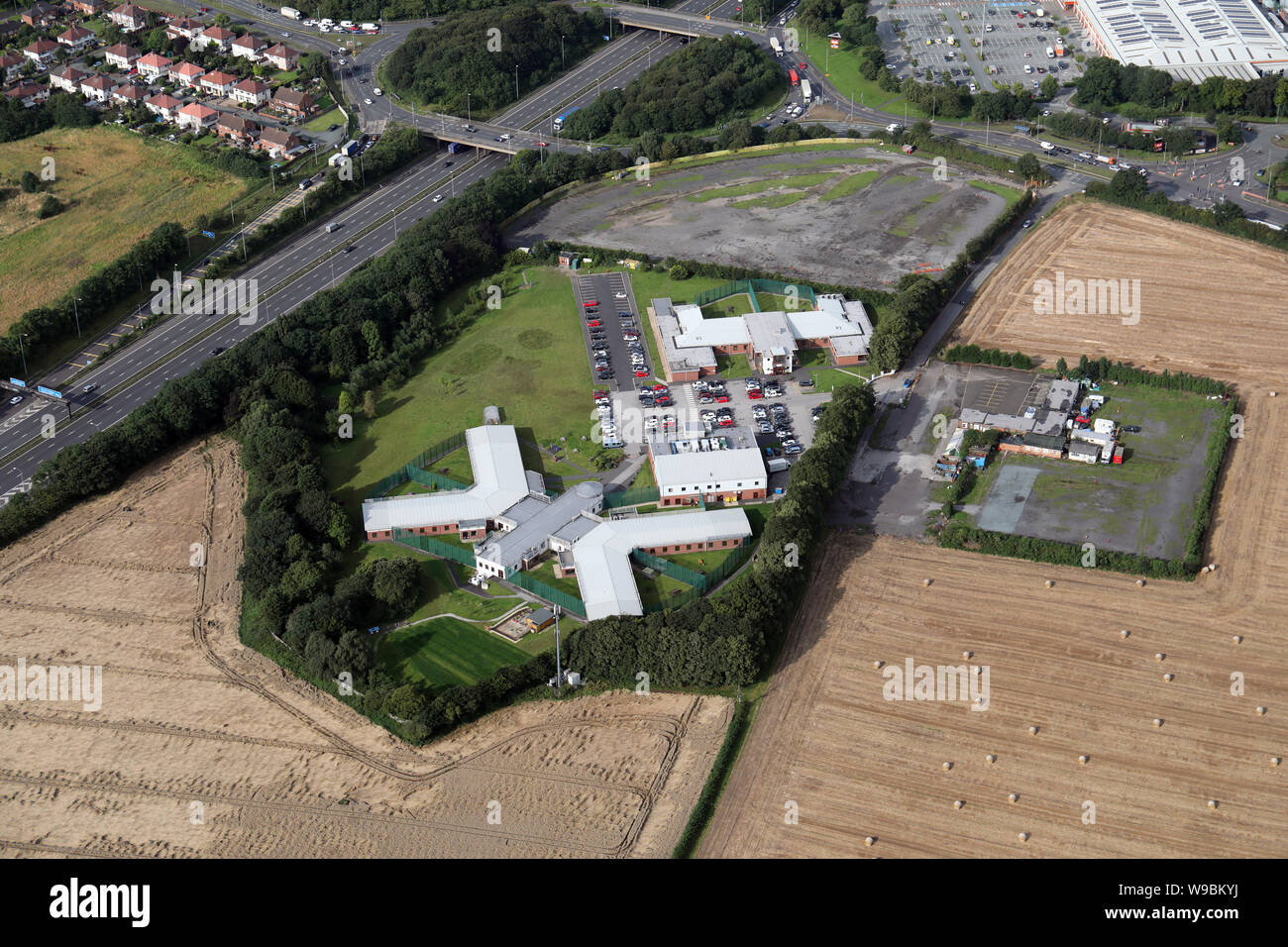 Vue aérienne de Delph Park, Winwick, près de Warrington Banque D'Images