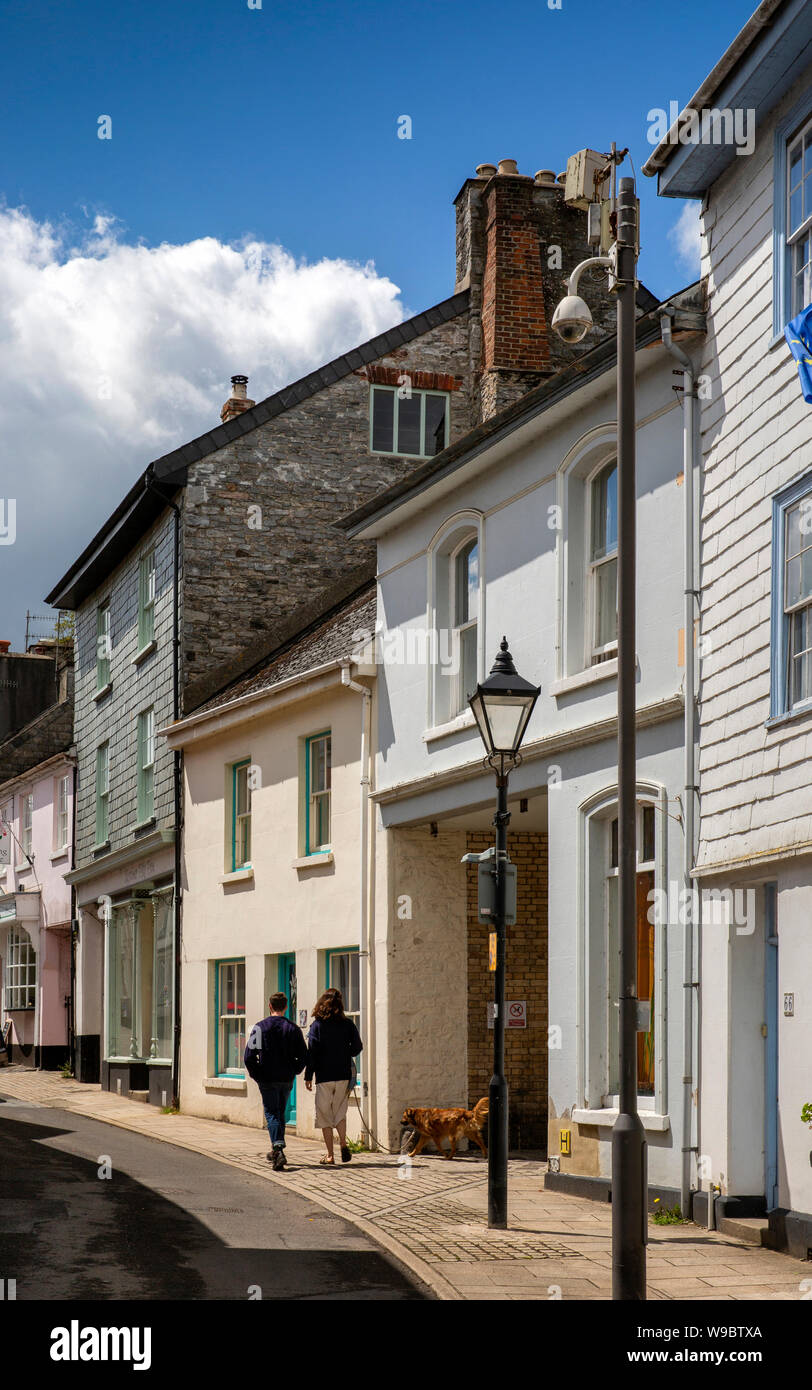 Royaume-uni, Angleterre, Devon, Ashburton, Fore Street, ardoise traditionnels confrontés, pierres immobilier Banque D'Images