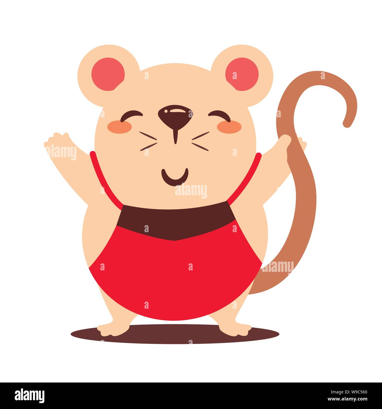 Cute Cartoon salutations de rat. Le Nouvel An chinois. Année du rat. - Vector art télévision Illustration de Vecteur