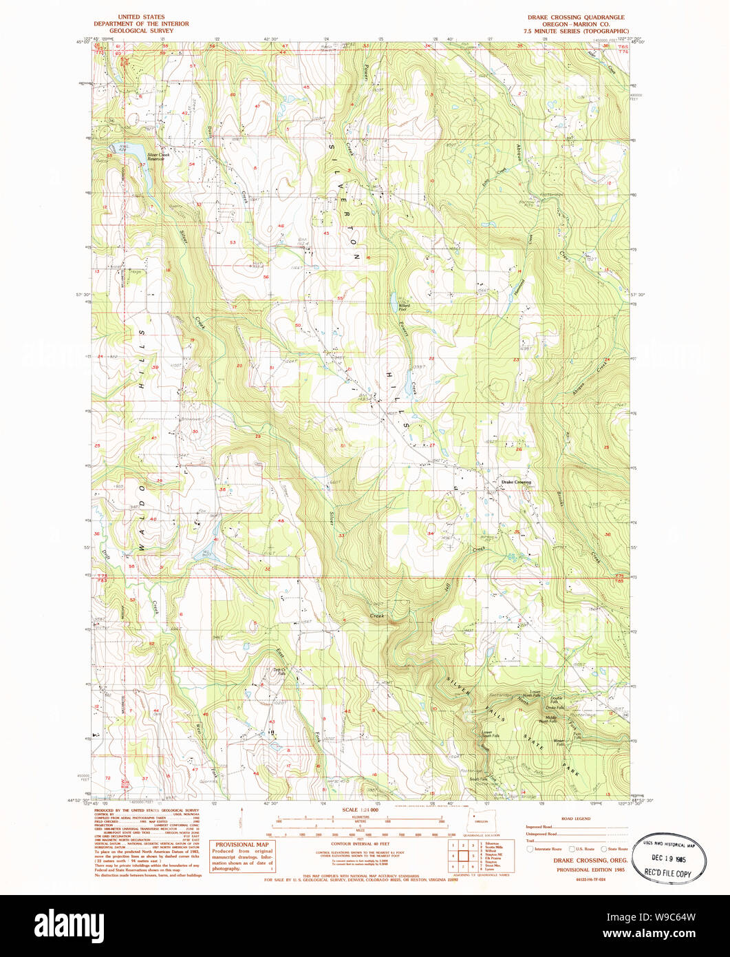 Carte de l'USGS Topo Oregon Drake Crossing 2796891985 Restauration 24000 Banque D'Images