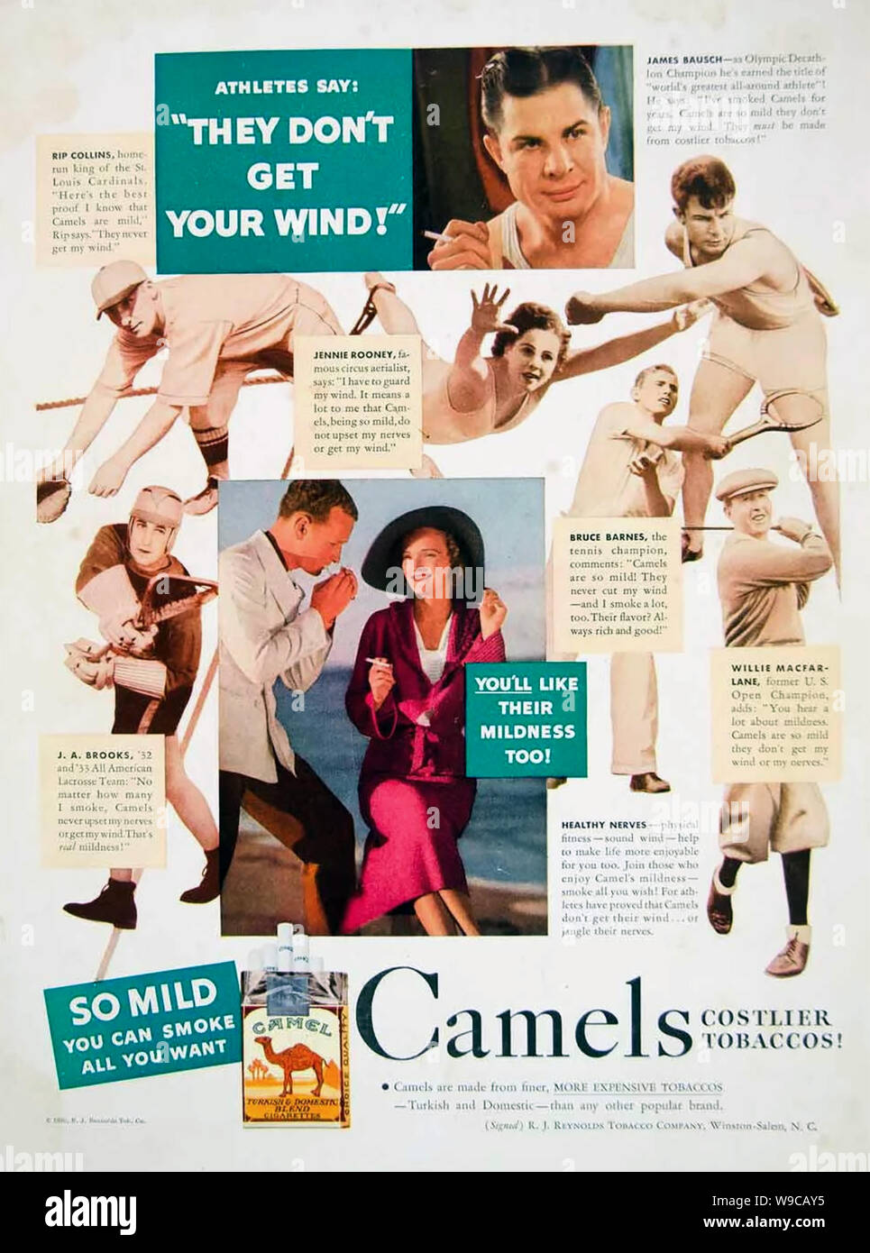 1935 ANNONCE DE CIGARETTE CAMEL Banque D'Images