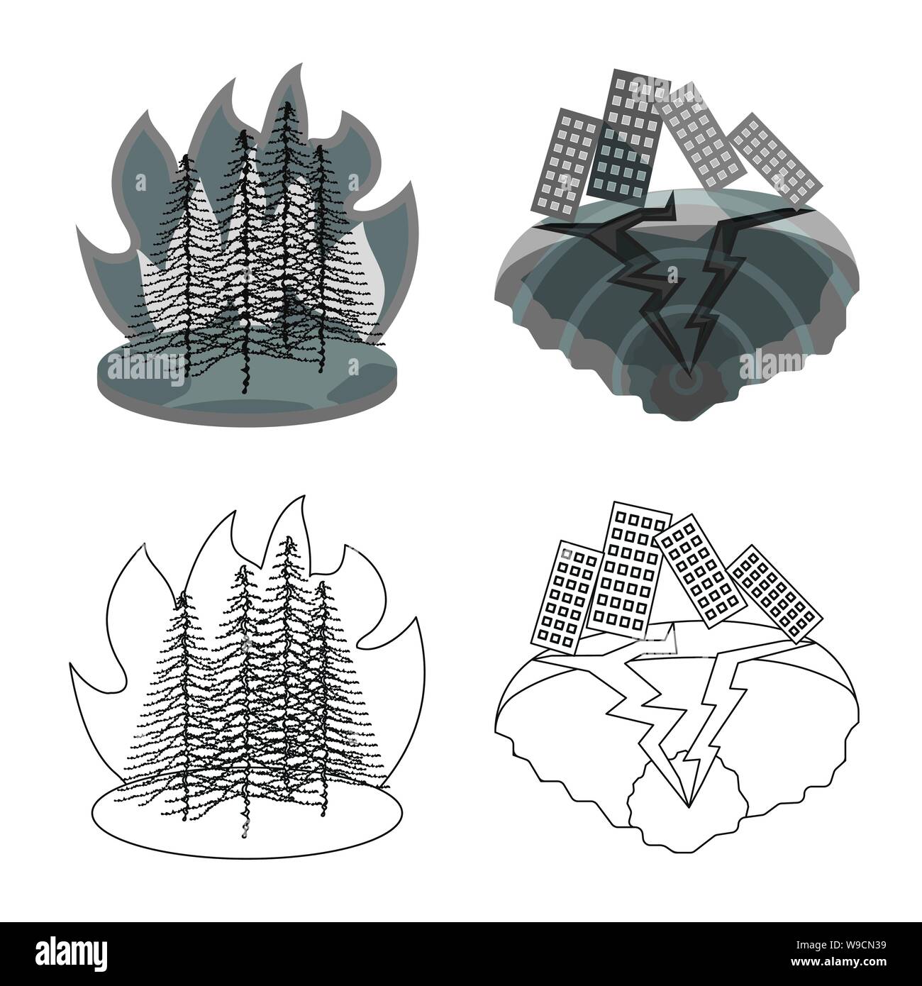 Objet isolé de la météo et de détresse symbole. Ensemble de conditions météorologiques et d'illustration vectorielle stock crash. Illustration de Vecteur