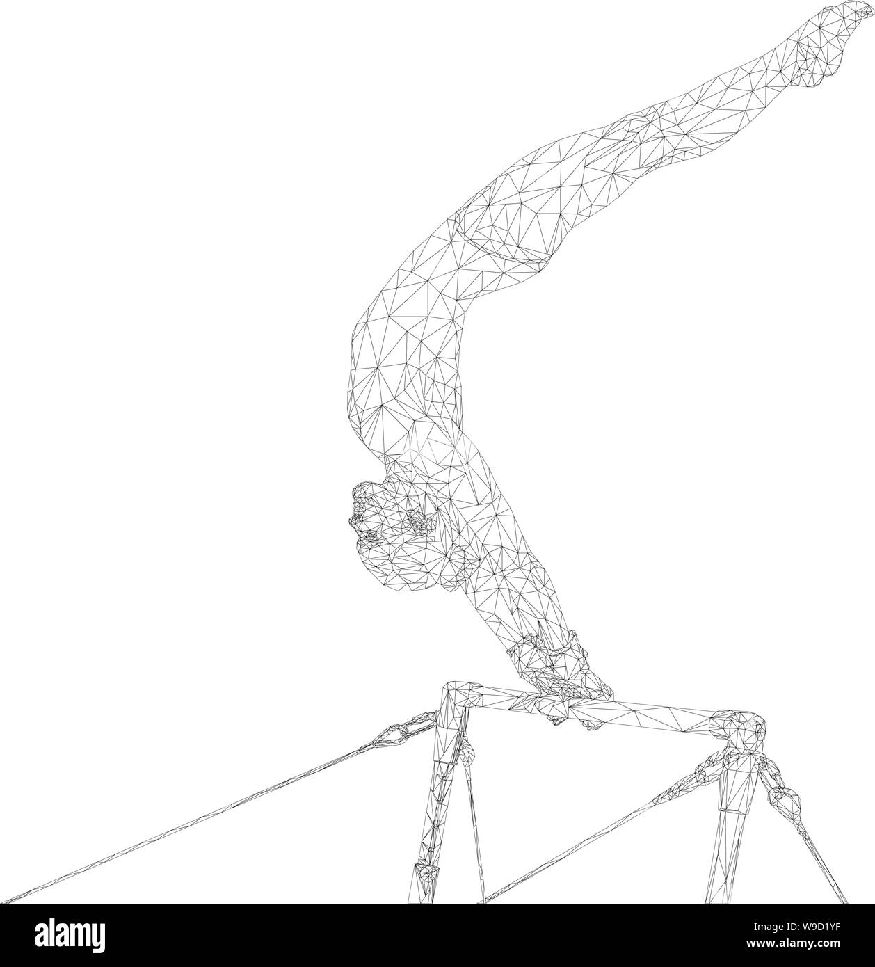 Les femmes gymnastique athlète en barres de fer polygonale Illustration de Vecteur