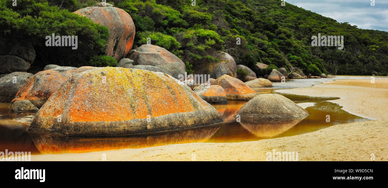 Certains des grands rochers sur la plage normande sur Wilson's Promontory Banque D'Images