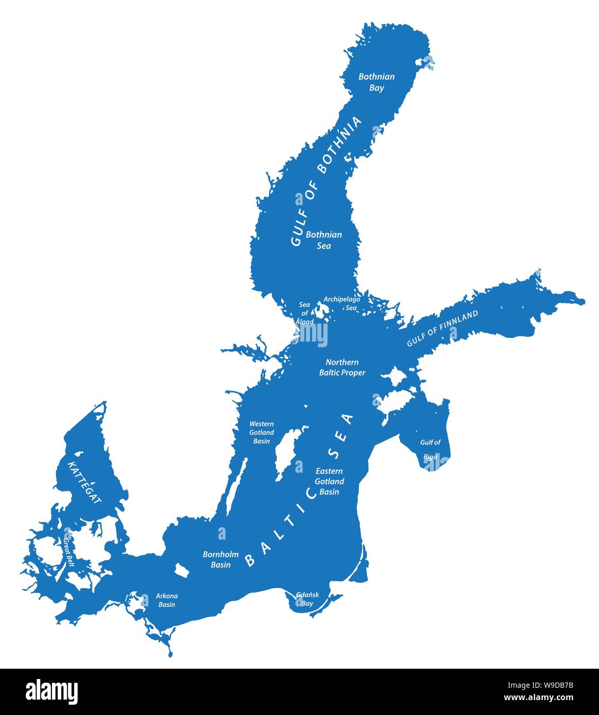 Silhouette carte de la mer Baltique dans le Nord de l'Europe Illustration de Vecteur