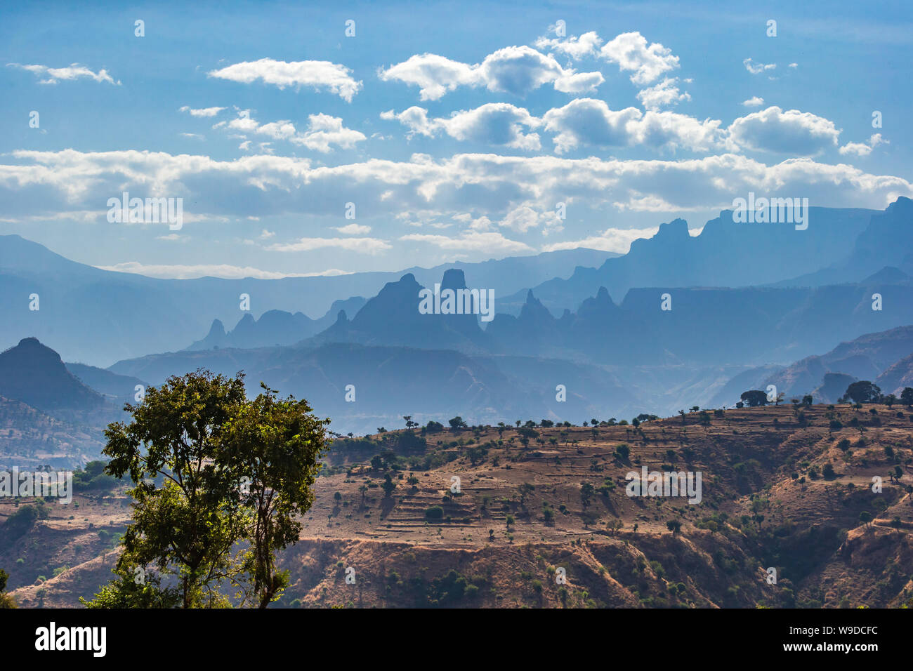 Paysage à couper le souffle vue dans le parc national des montagnes du Simien, Ethiopie Banque D'Images