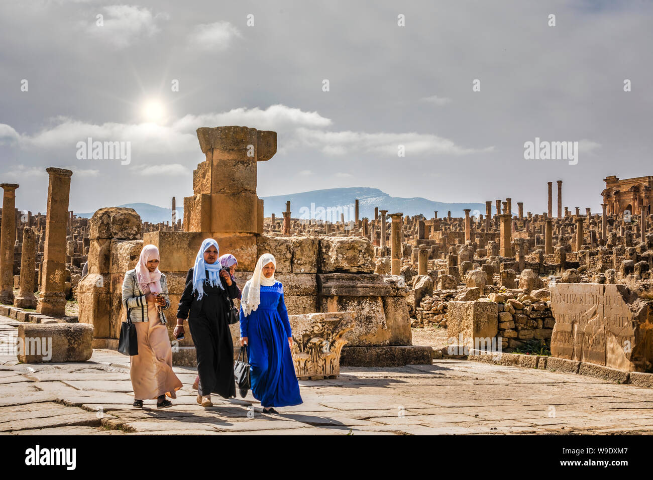 L'Algérie, la ville de Timgad, ruines romaines de Timgad, l'UNESCO, (W.H.) Banque D'Images
