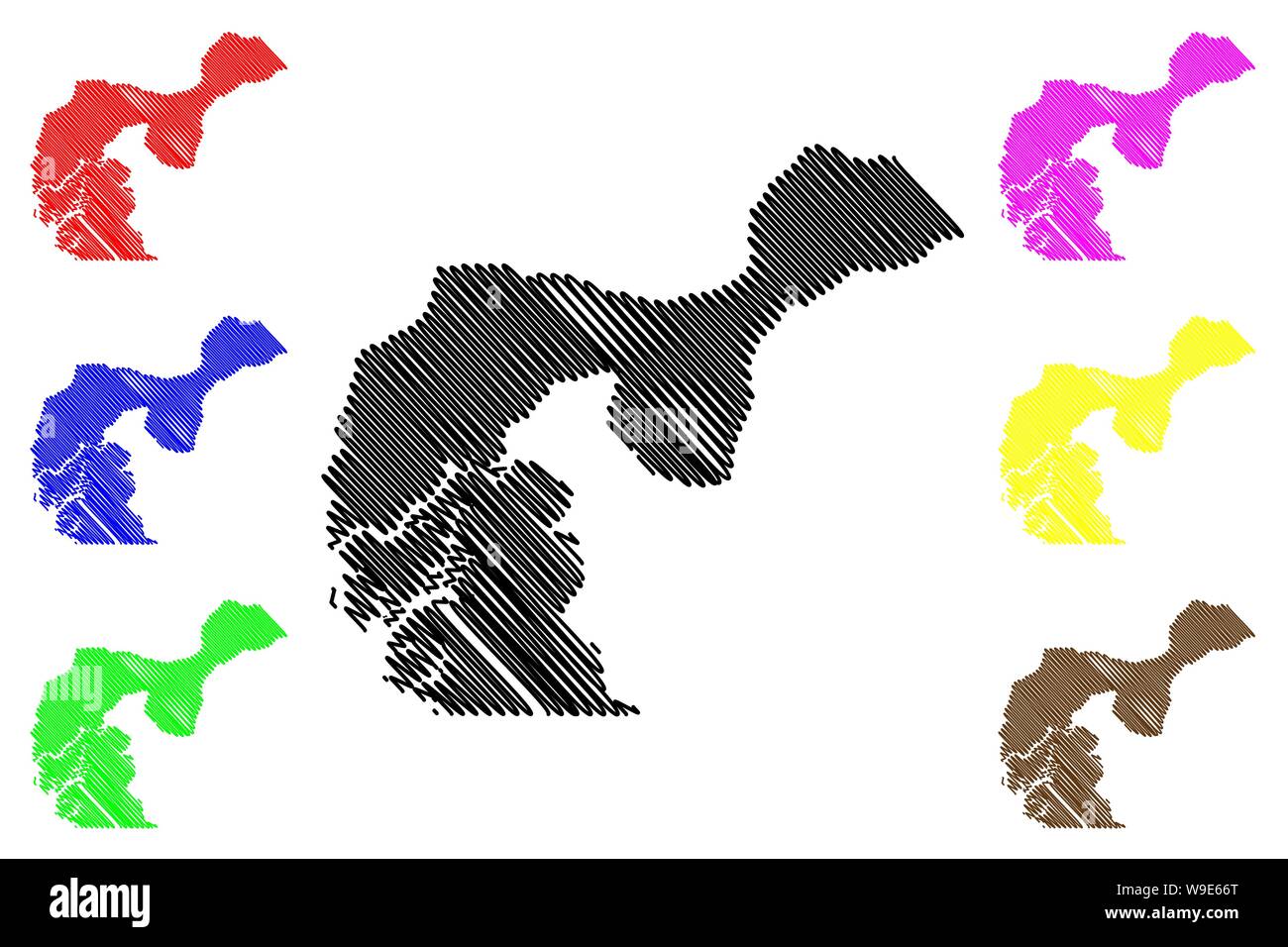 Région de Fatick (régions du Sénégal, République du Sénégal) map vector illustration gribouillage, croquis Fatick site Illustration de Vecteur