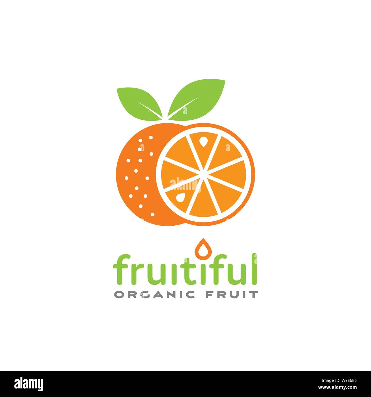 Logo de l'entreprise fruits biologiques modèle avec orange. L'industrie alimentaire ou de l'agriculture conception d'illustration vectorielle de l'élément. L'exemple de texte sur des mises Illustration de Vecteur