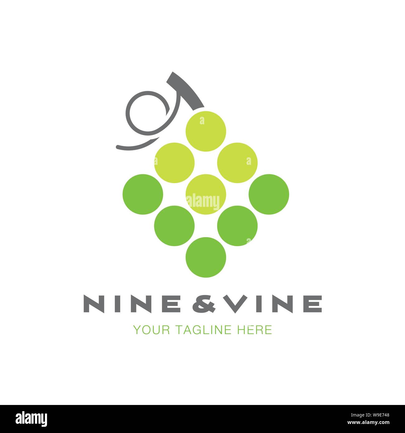 Logo de la société géométrique modèle avec des raisins verts. L'industrie alimentaire ou de l'agriculture conception d'illustration vectorielle de l'élément. L'exemple de texte sur des l Illustration de Vecteur