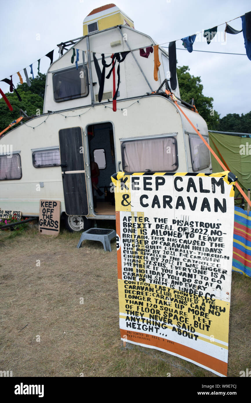 Latitude Festival, Henham Park, Suffolk, UK Juillet 2019. Restez calme et caravane dans le Trailer Park Banque D'Images