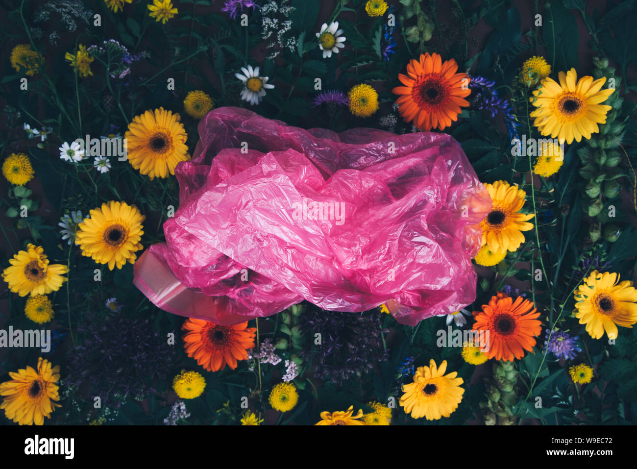 Les problèmes avec le plastique de la pollution. Concept écologique. Banque D'Images