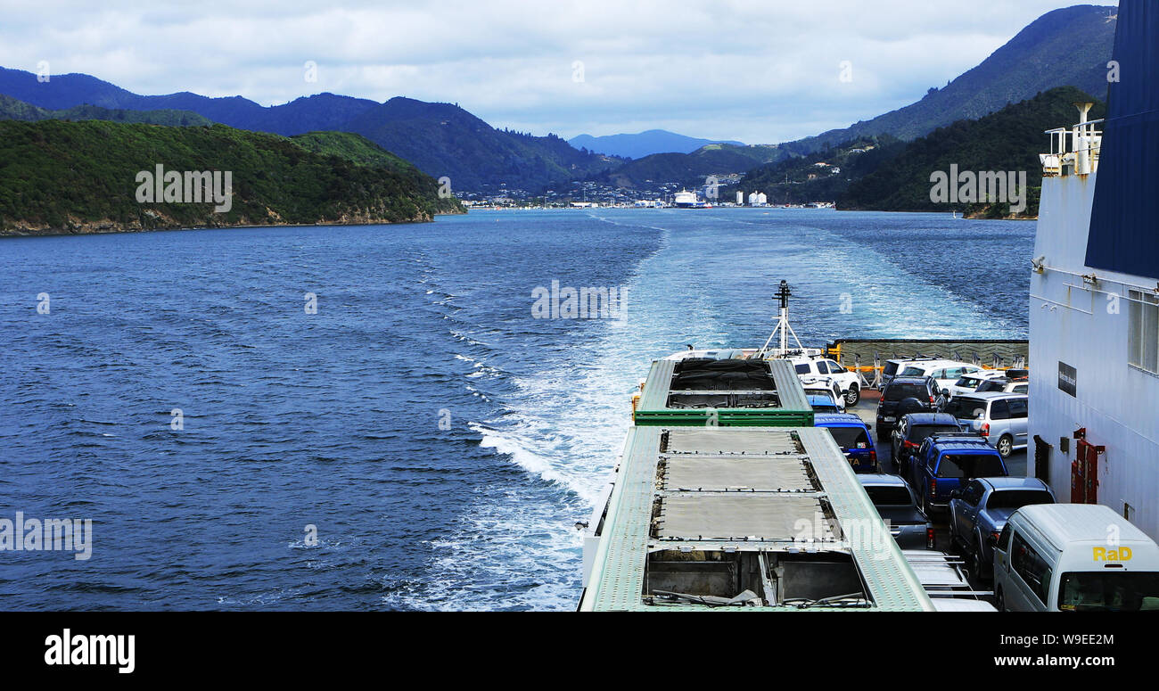 Une vue du Ferry, l'île du Sud au Nord, Nouvelle-Zélande Banque D'Images