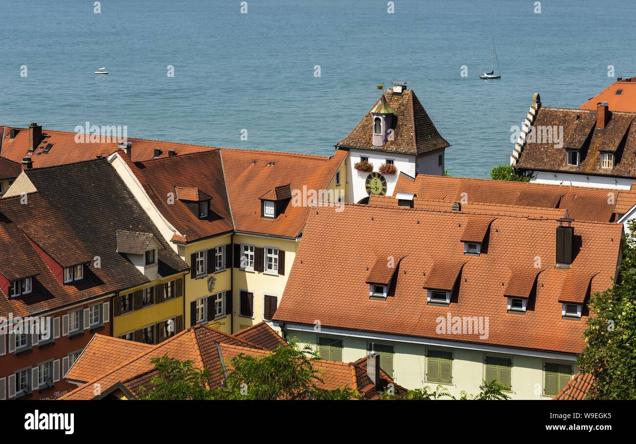 Un toit 'histoire' dans le sud de la ville allemande de Meersburg Banque D'Images