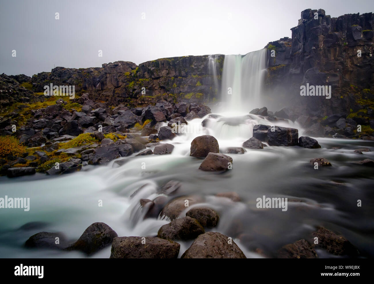 Cascade Oxararfoss dans le Parc National de Thingvellir, Islande Banque D'Images