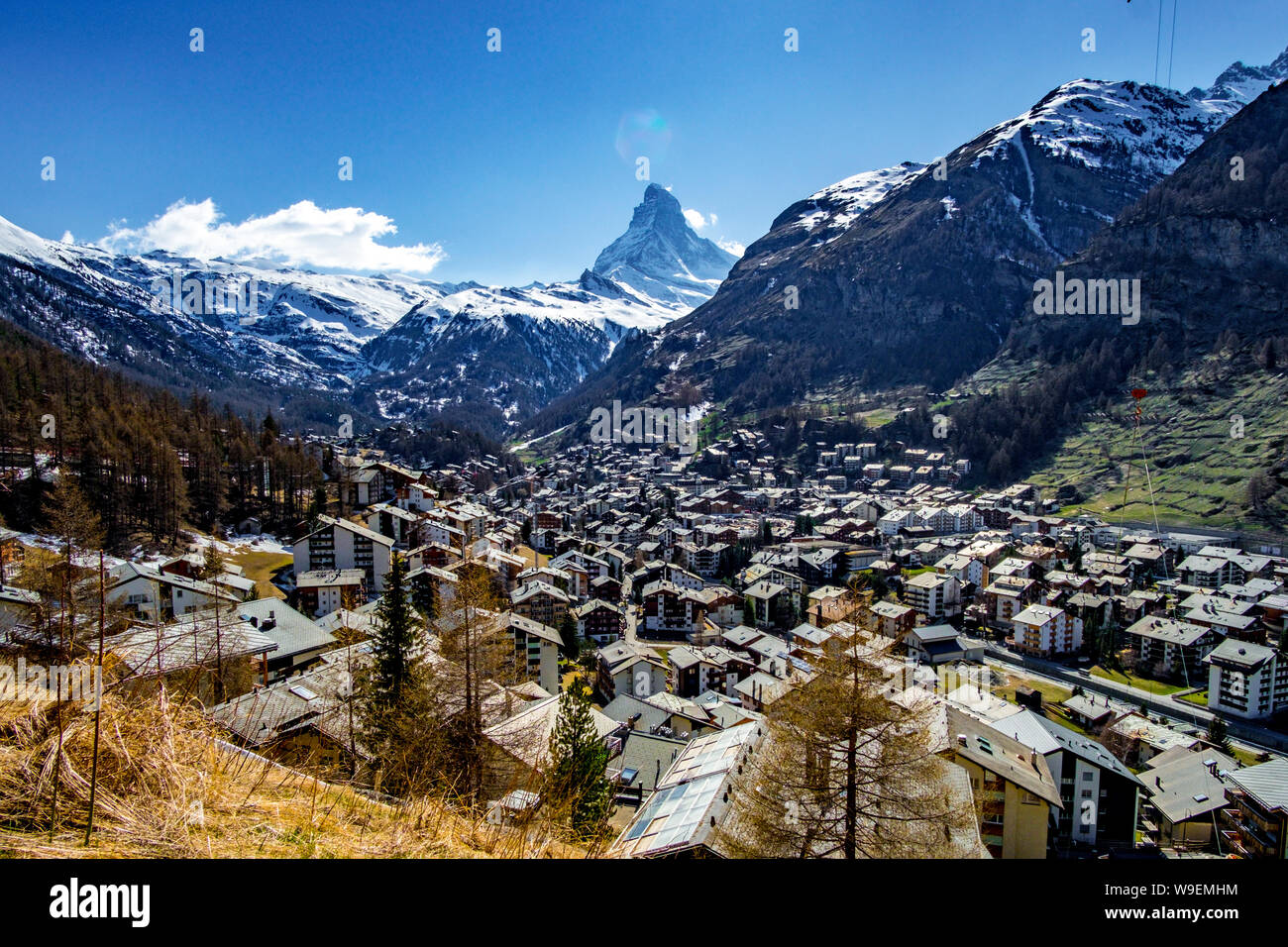 Vue panoramique sur le Cervin et Zermatt dans les Alpes Suisses, Suisse Banque D'Images