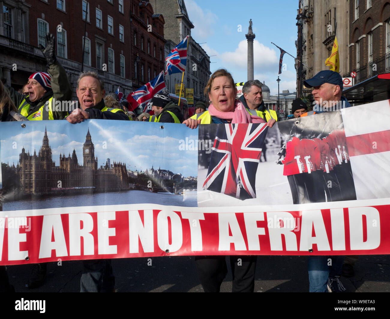 Une manifestation politique, pour mars et Brexit de quitter l'UE, à Londres, au Royaume-Uni Banque D'Images