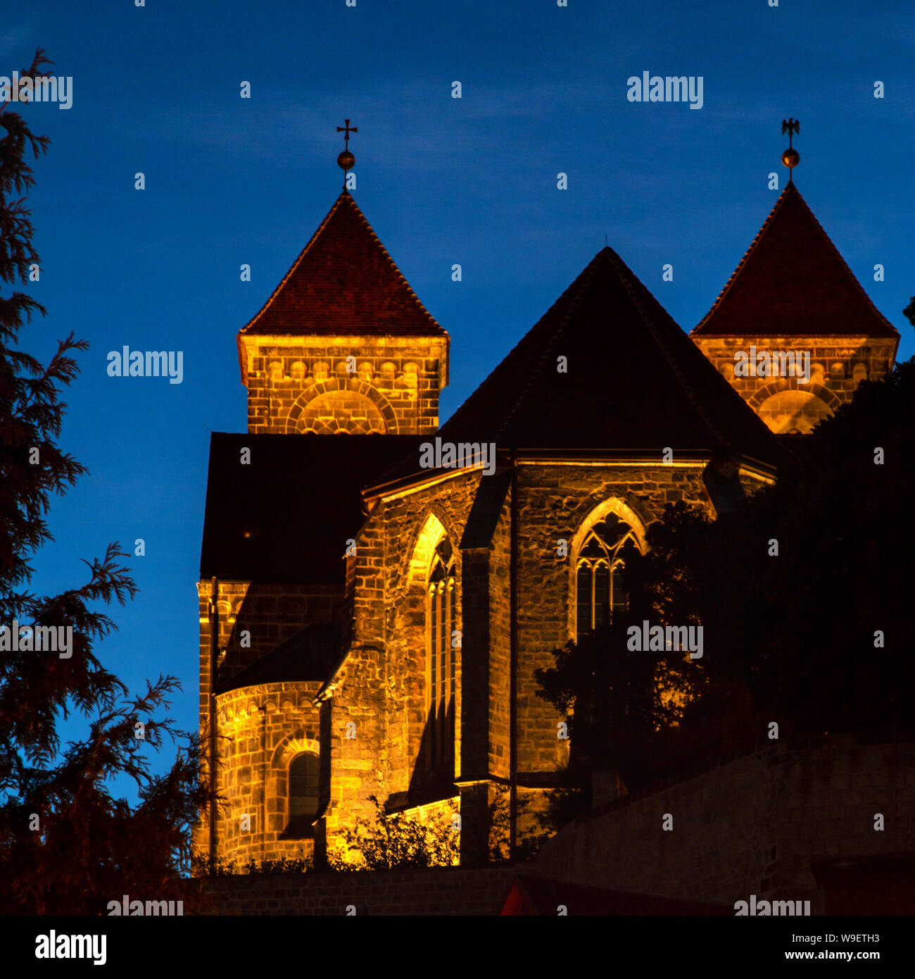 Cathédrale de quedlinbourg la nuit Banque D'Images