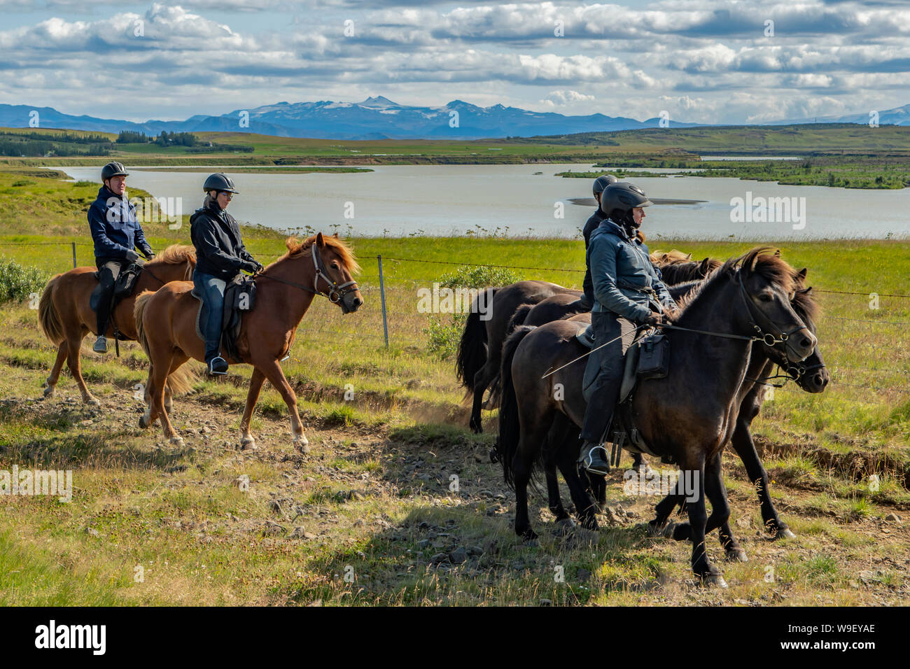 Randonnée à cheval près de l'Islande, Storinupur Banque D'Images