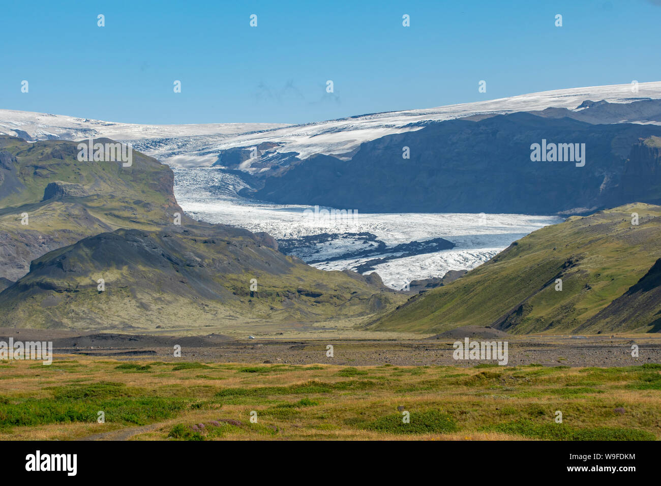 Glacier Solheimajokull, près de Vik, Islande Banque D'Images