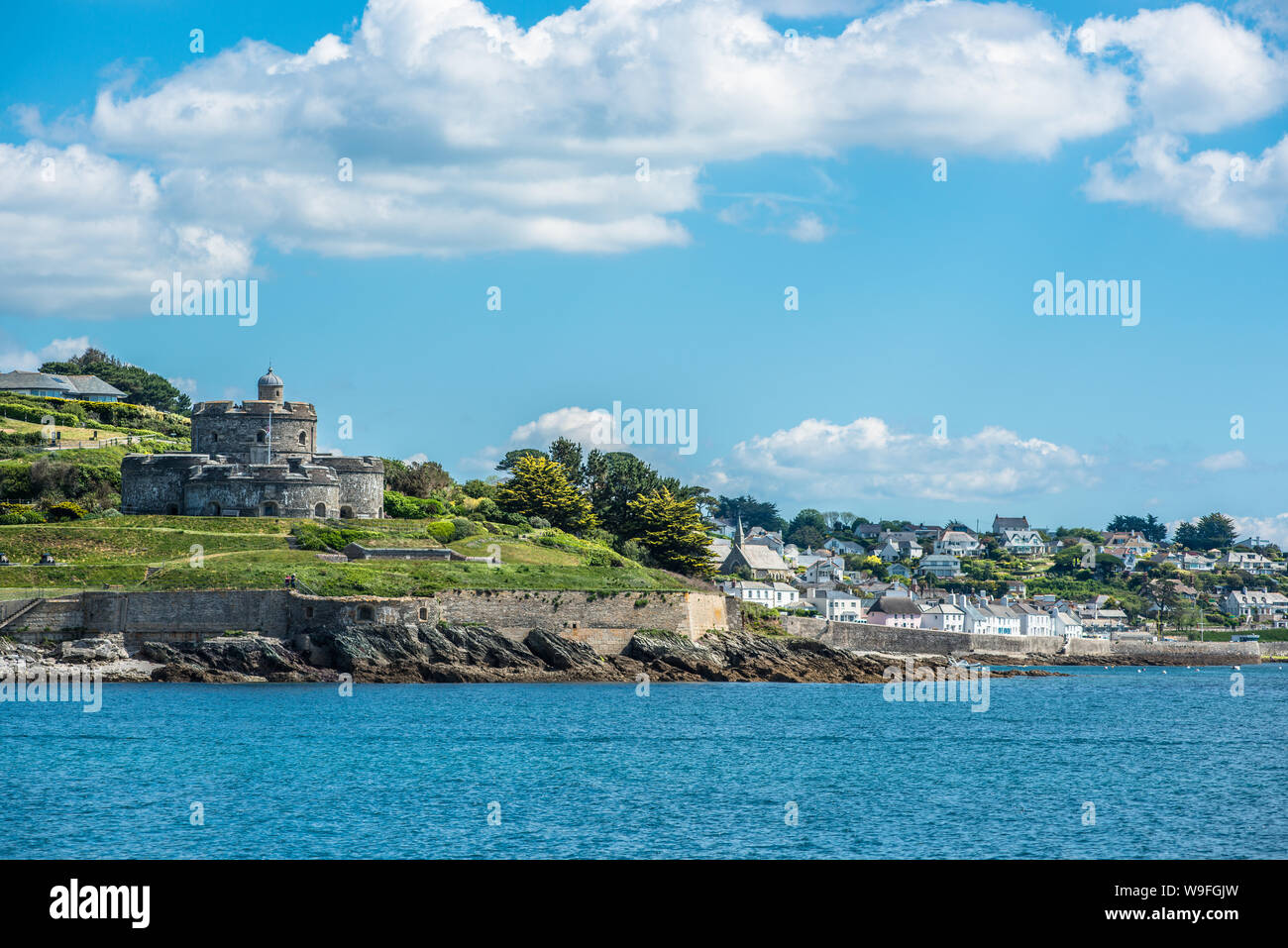 St Mawes Castle est un fort d'artillerie construit par Henry VIII, Roseland peninsula, Cornwall, England, UK. Banque D'Images