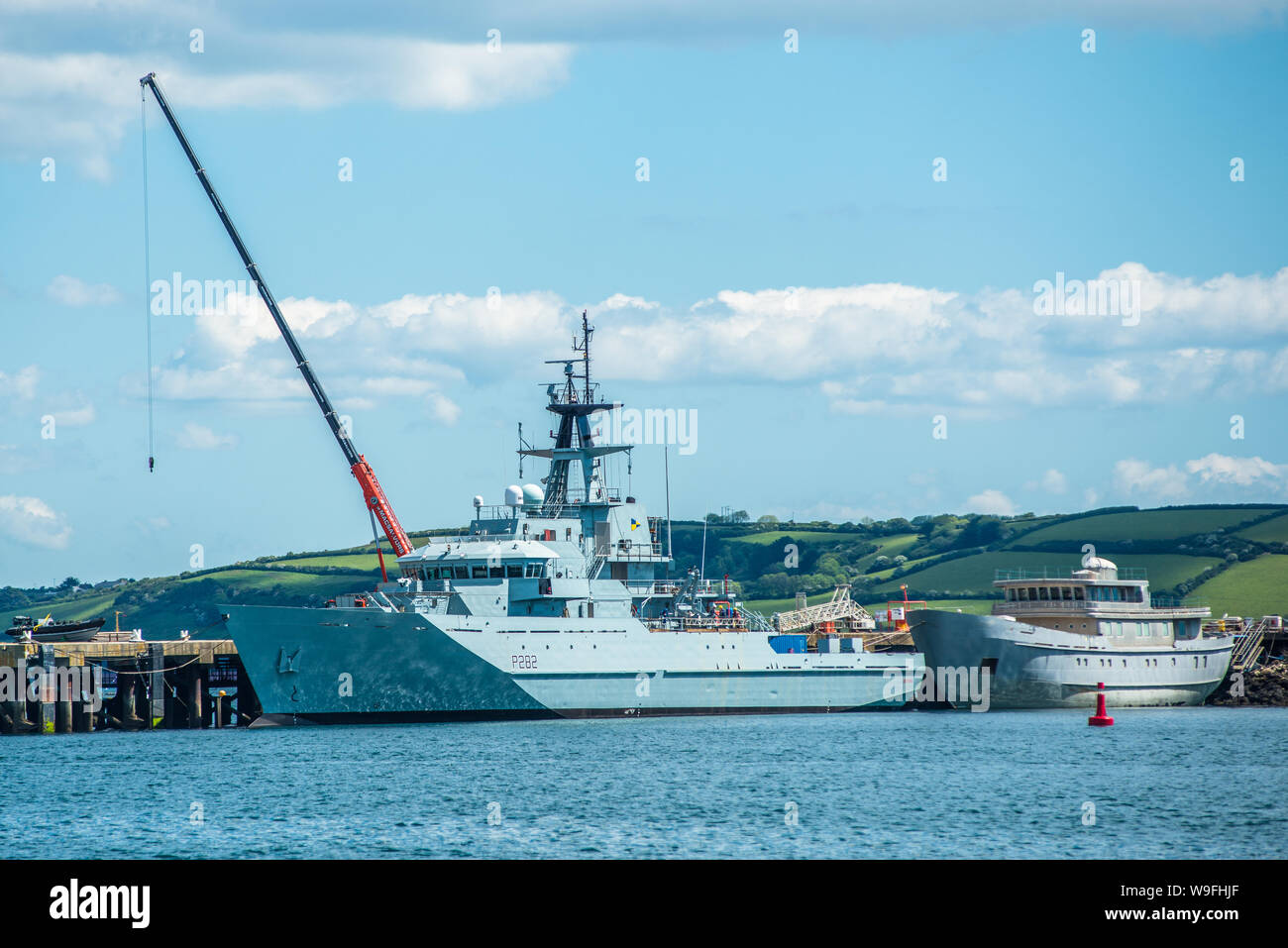 La neuvième et dernière HMS Severn est une rivière-classe des patrouilles de la Marine royale britannique à Falmouth en Cornouailles, Angleterre, RU Banque D'Images