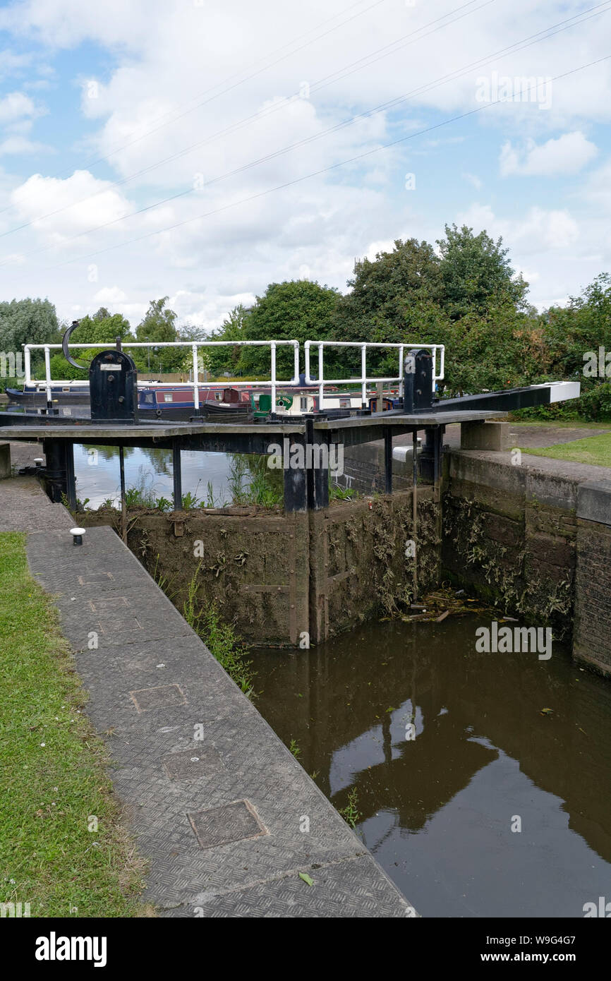 Écluses de Tinsley sur la voie navigable du canal de Sheffield, Angleterre Royaume-Uni, écluse du canal voies navigables britanniques Banque D'Images
