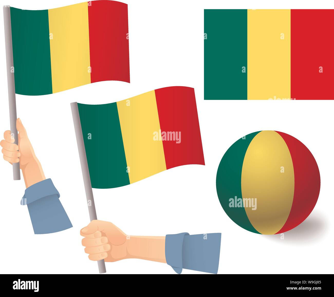 Mali drapeau en main. Ballon drapeau. Drapeau national du Mali vector illustration Illustration de Vecteur