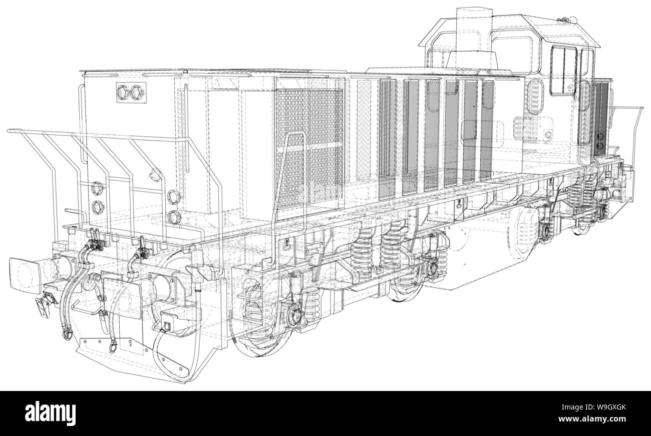 Train. En fil de technique. Le rendu 3D de vecteur Illustration de Vecteur