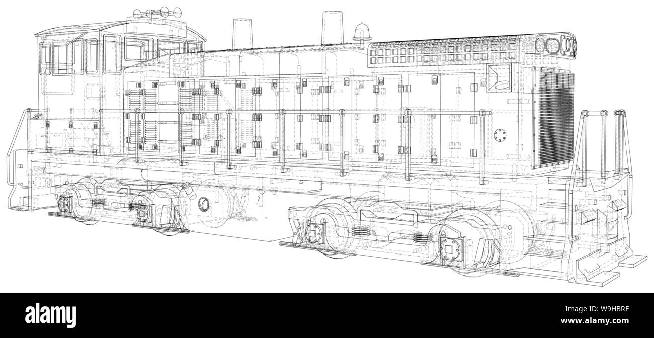 Train. En fil de technique. Le rendu 3D de vecteur Illustration de Vecteur