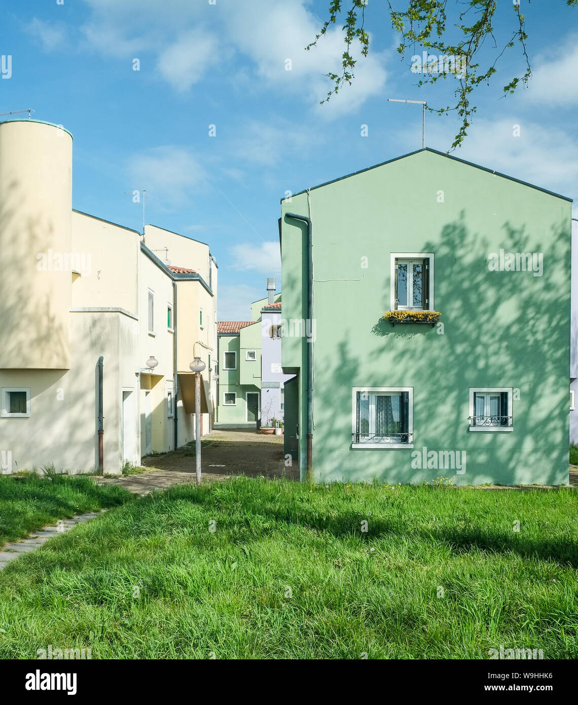 Mazzorbo maisons sur par Giancarlo De Carlo, Venise Banque D'Images