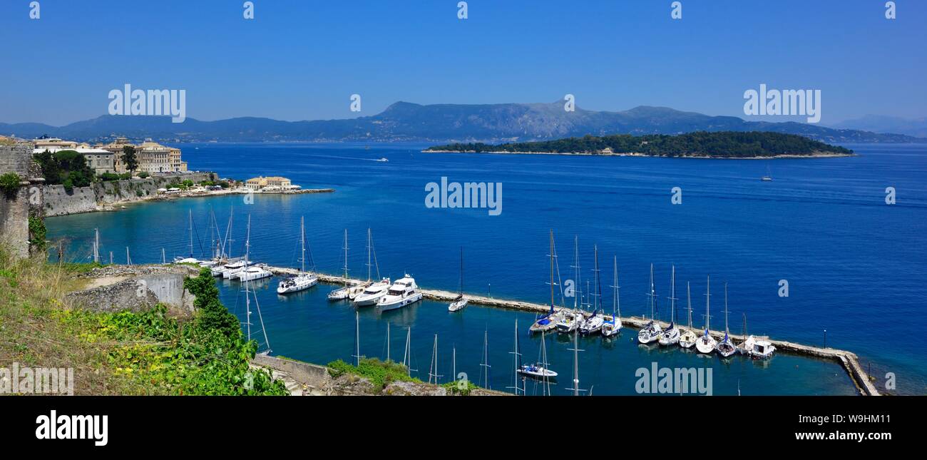 Vue de Faliraki, vieille ville de Corfou, Kerkyra,grèce,Îles Ioniennes Banque D'Images