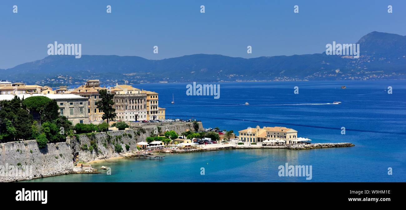 Vue de Faliraki, vieille ville de Corfou, Kerkyra,grèce,Îles Ioniennes Banque D'Images