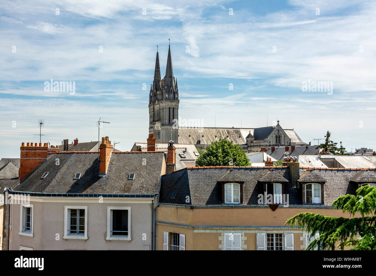 La cathédrale Saint Maurice, département du Maine-et-Loire, pays de la Loire, France Banque D'Images