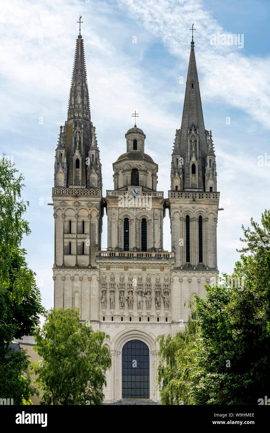 La cathédrale Saint Maurice, département du Maine-et-Loire, pays de la Loire, France Banque D'Images