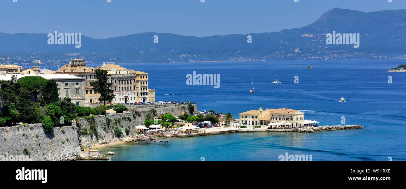 Vue de Faliraki, vieille ville de Corfou, Kerkyra,grèce,Îles Ioniennes Banque D'Images