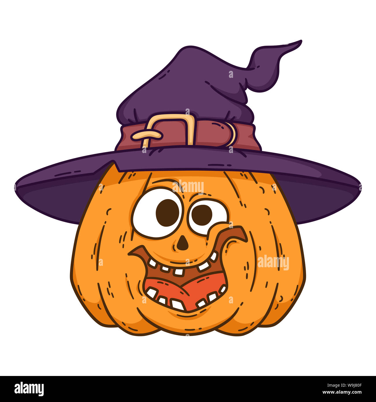 Smiling Halloween citrouille. Citrouille avec Chapeau de sorcière. Jack  Pumpkinhead. Illustration isolé sur fond blanc. Pour l'impression,  affiches, t-shirt des Photo Stock - Alamy