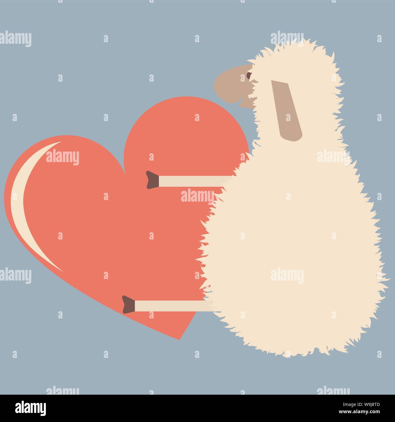 Vector illustration télévision cartoon mouton avec coeur. Illustration de Vecteur