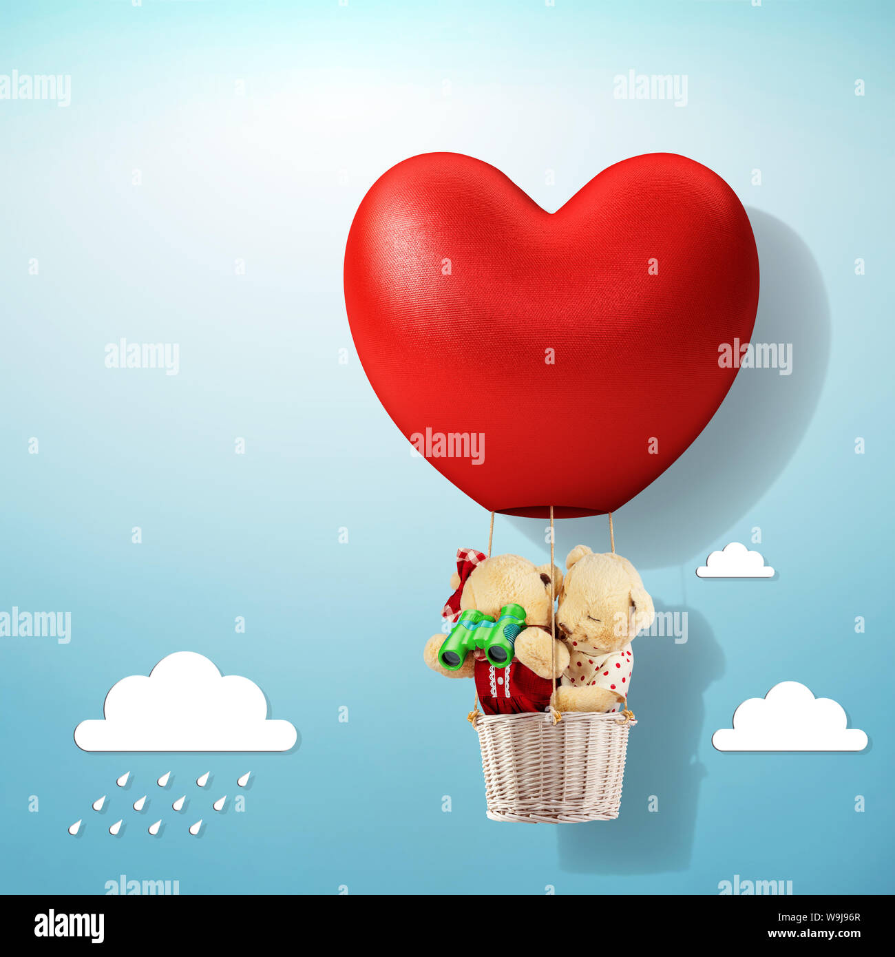 Hot Air Balloon Valentine Card Couple Love Heart Banque D Image Et Photos Alamy