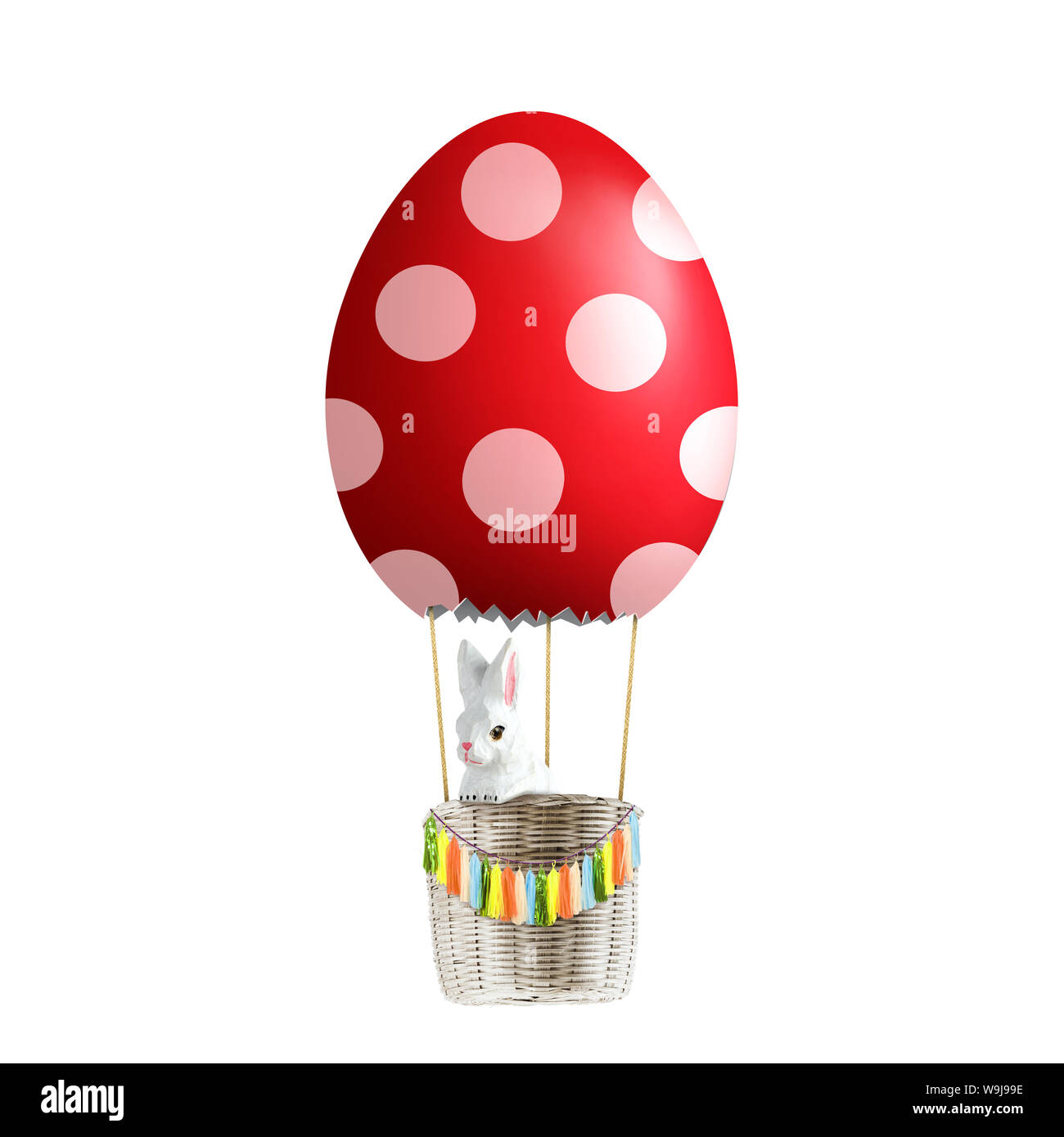 Le lapin est en 3D'oeufs à pois hot air ballon flottant jusqu'au ciel,  Mi-automne, concept concept festival de Pâques Photo Stock - Alamy