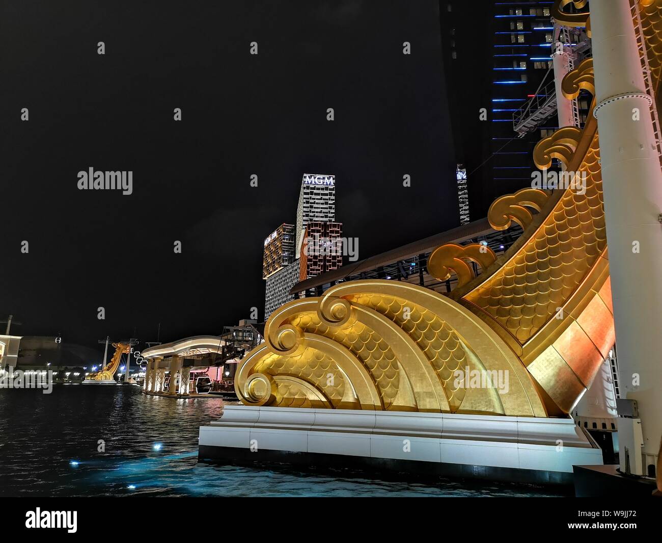 Vue de nuit de la ville de Macao et ses casinos Banque D'Images