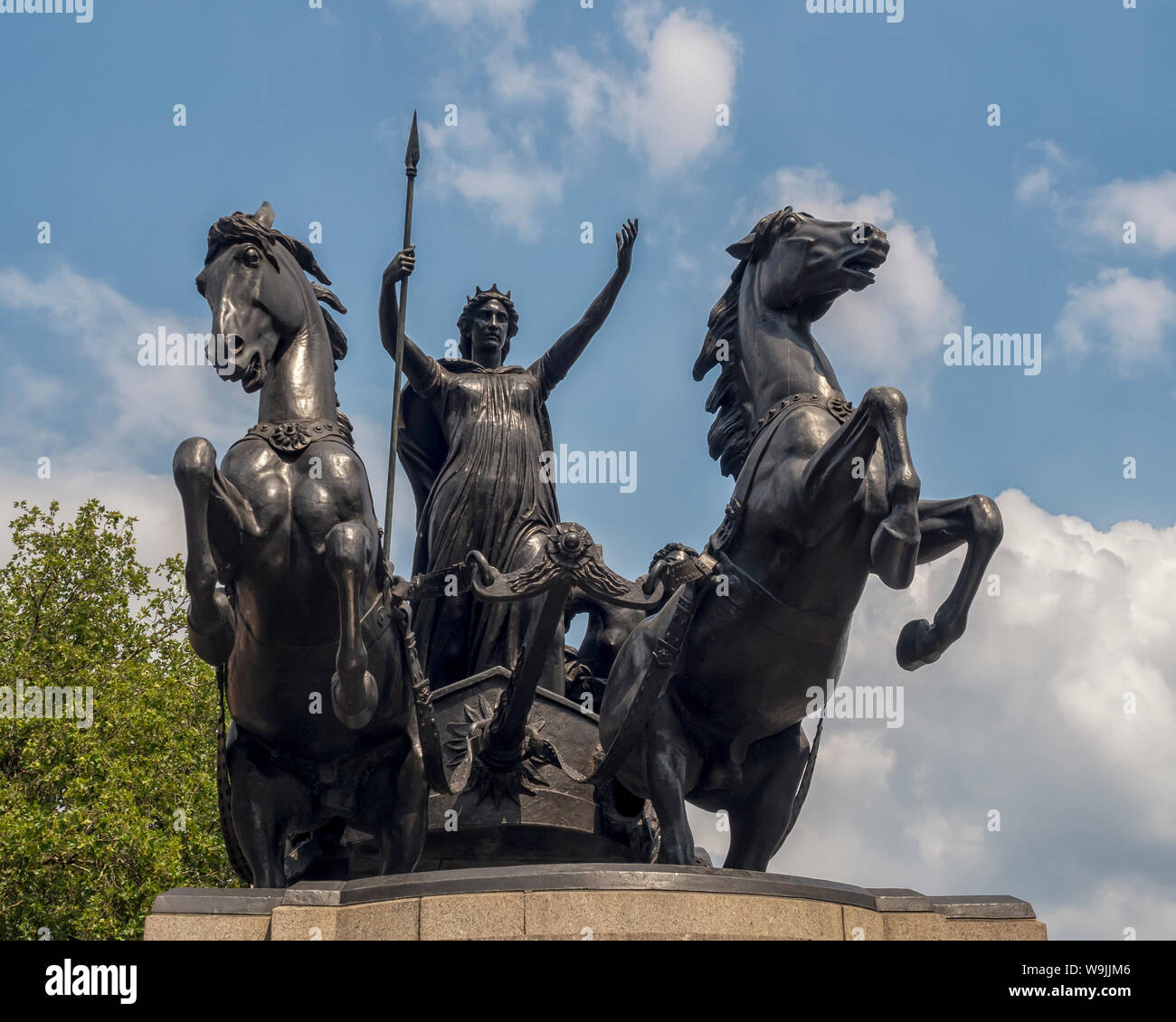 LONDRES, Royaume-Uni - 21 JUILLET 2018 : statue de la reine Boadicea sur le pont de Westminster Banque D'Images