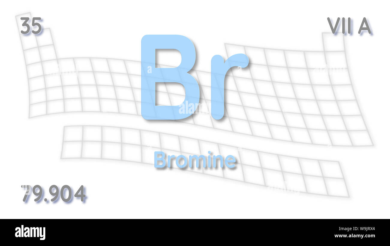 Le brome atomique de l'élément chimique de symbole et de données - tableau d'éléments Banque D'Images