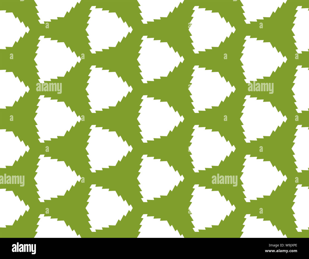 Motif géométrique parfaite. Blanc en forme de lignes ondulées triangles sur fond vert. Banque D'Images