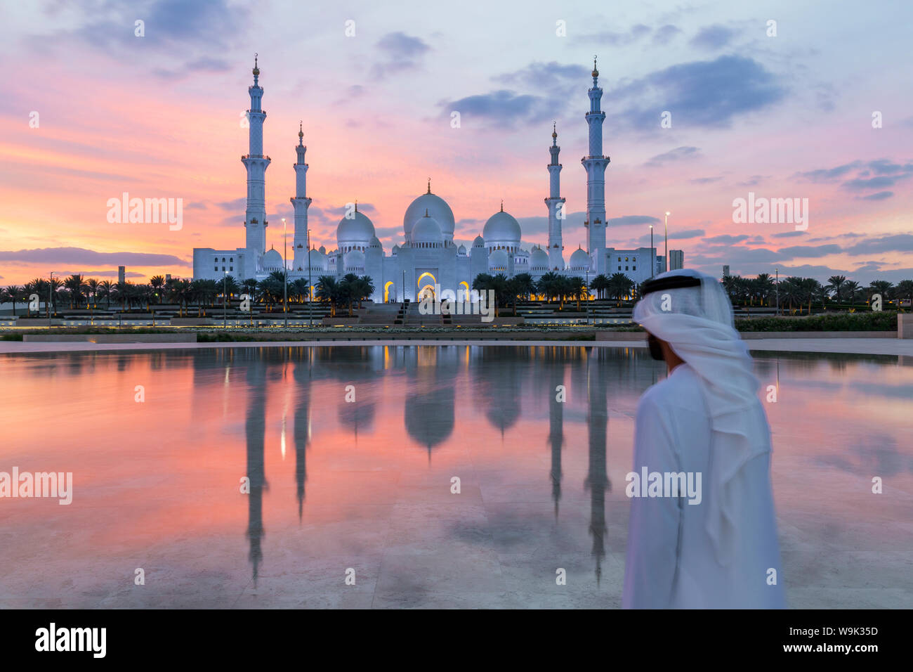 Mosquée Sheikh Zayed Bin Sultan Al Nahyan, Abu Dhabi, Émirats arabes unis, Moyen Orient Banque D'Images