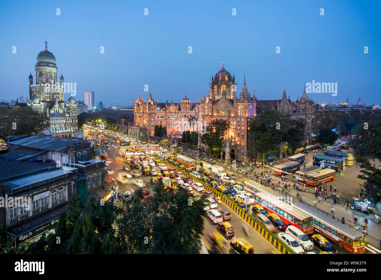 Maharaj Chhatrapati Shivaji terminus Gare ferroviaire (CSMT), anciennement Victoria Terminus, UNESCO World Heritage Site, Mumbai, Maharashtra, Inde, Asie Banque D'Images