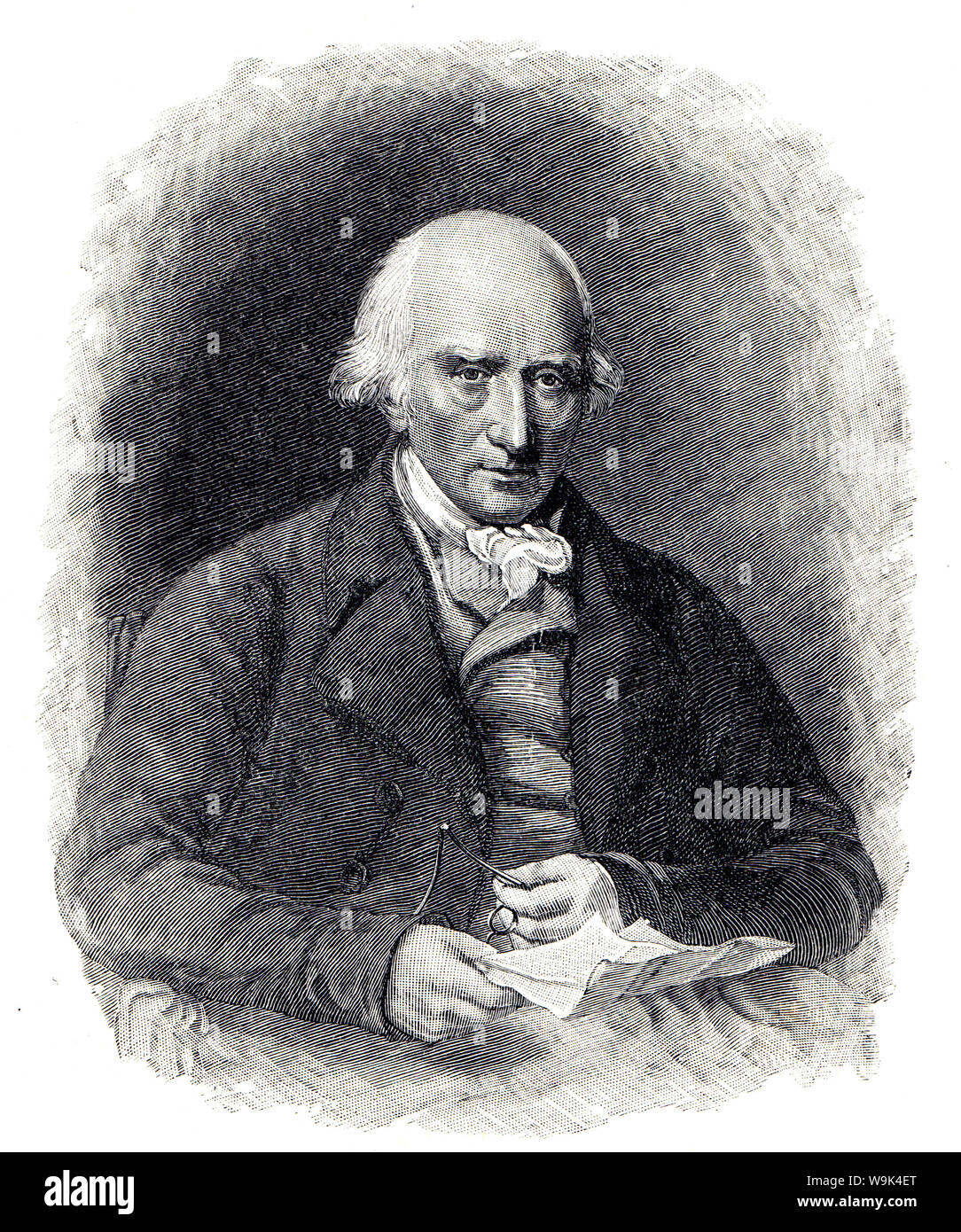 Portrait de Warren Hastings, premier gouverneur de la présidence de Fort William (Bengale), illustration en noir et blanc ; Banque D'Images