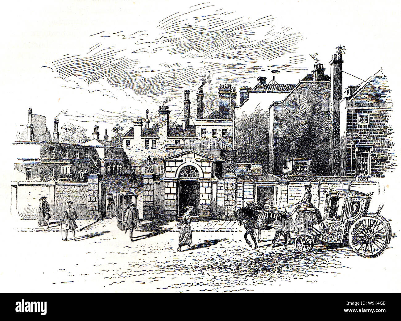 Carlton House, Londres, Maison du Prince Régent, illustration en noir et blanc ; Banque D'Images