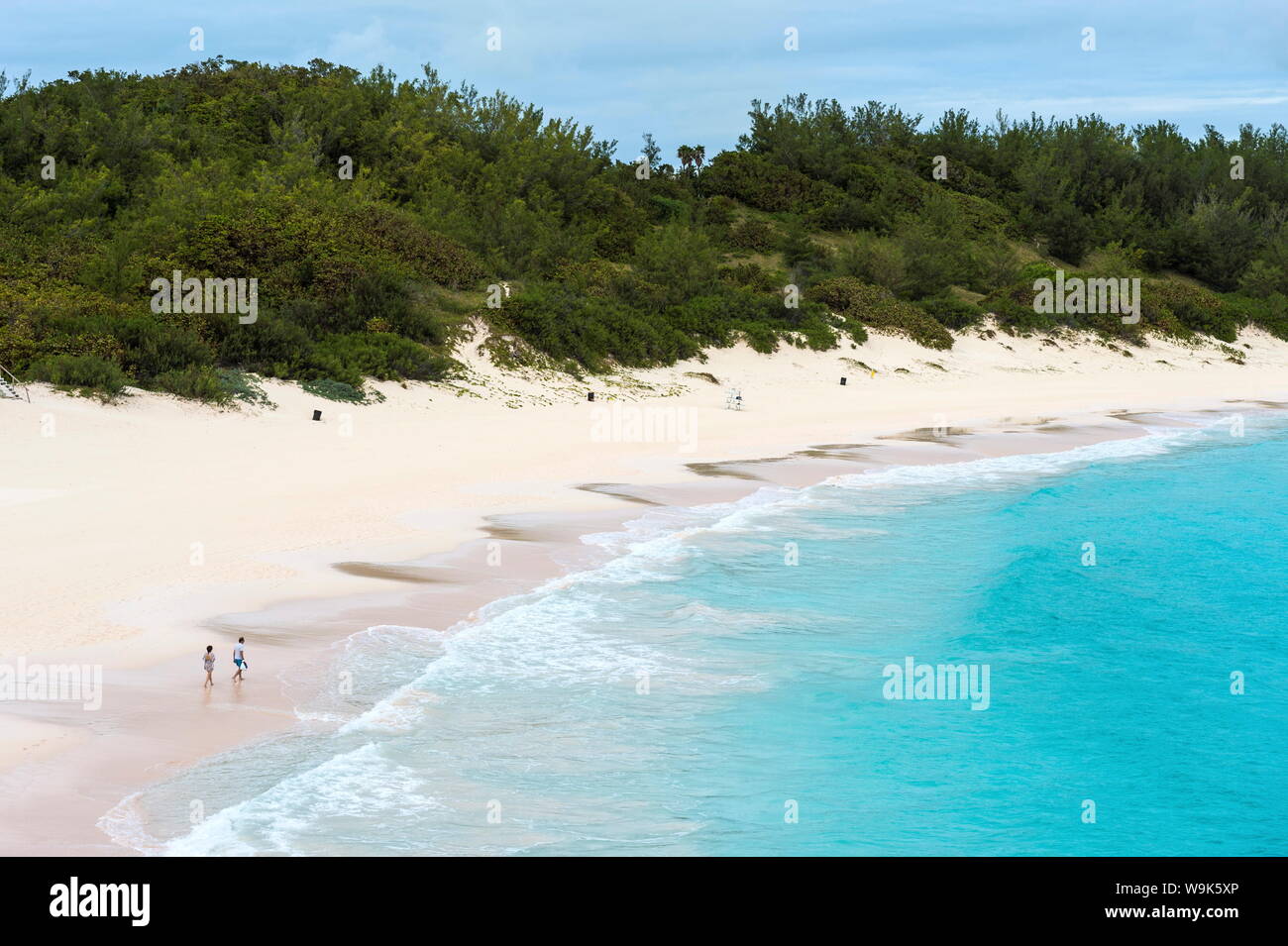 Célèbre plage de sable blanc et eaux turquoise, Horseshoe Bay, Bermudes, en Amérique du Nord Banque D'Images