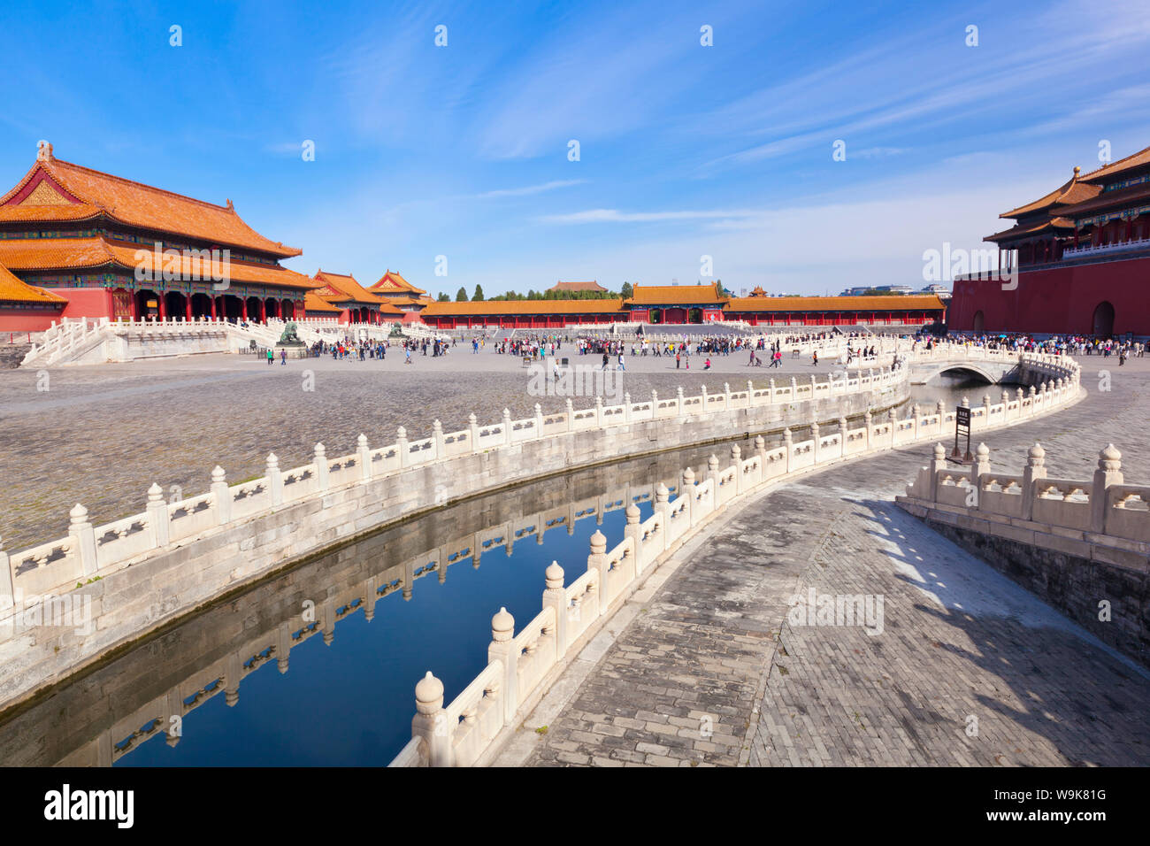 L'eau d'or intérieure qui traverse la cour extérieure, Forbidden City, Beijing, China, Asia Banque D'Images
